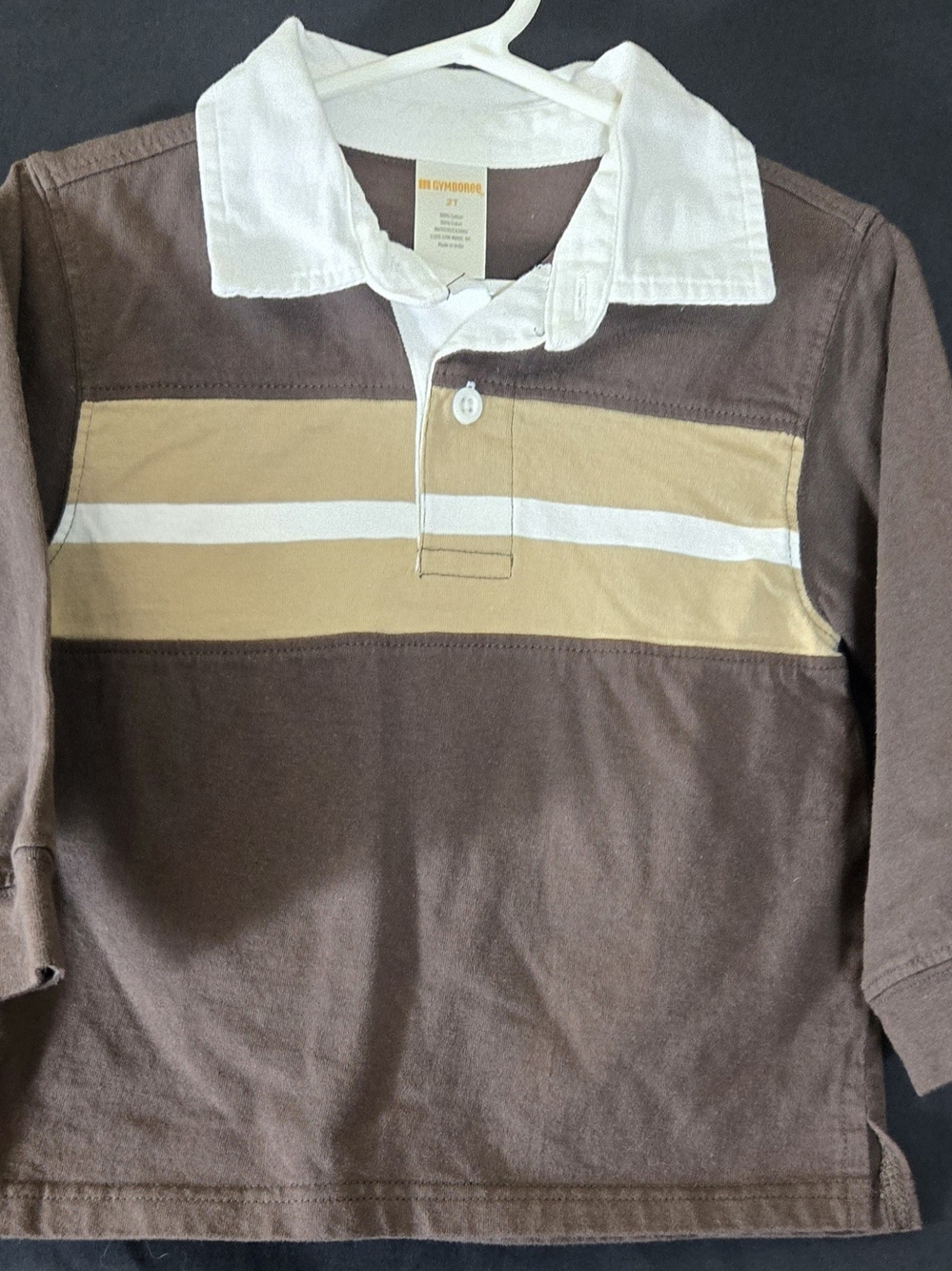 Gymboree Boys' Brown & Tan Stripe Rugby Polo Shirt #652